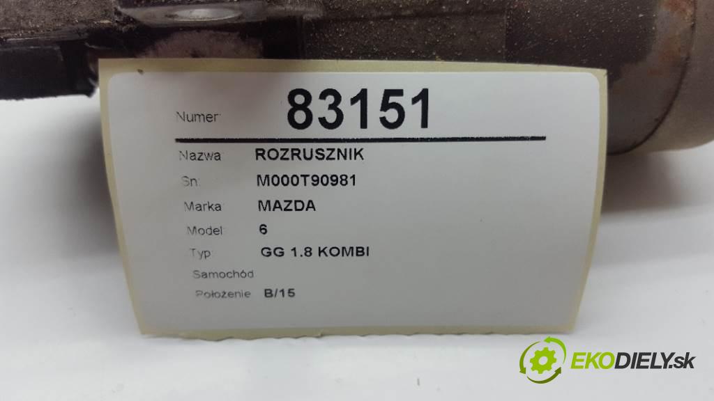 MAZDA 6    GG 1.8 KOMBI  Štartér M000T90981 (Štartéry)