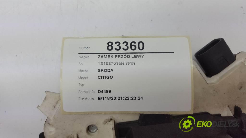 SKODA CITIGO  2017 44kw    999 zámok přední část levý 1S1837015H 7PIN