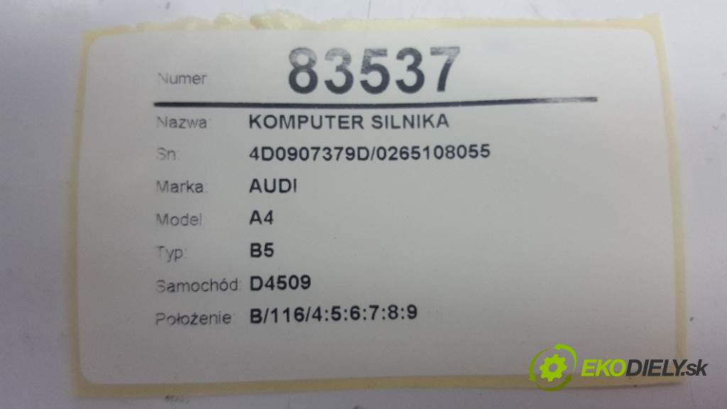 AUDI A4 B5 1995 74kw                    B5 1595 riadiaca jednotka Motor 4D0907379D/0265108055 (Riadiace jednotky)