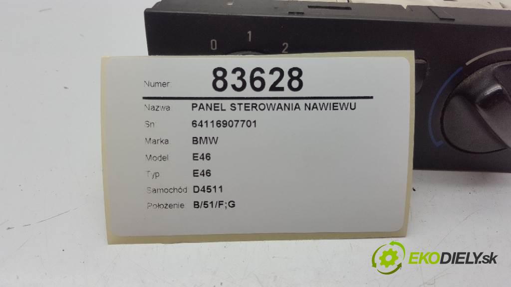 BMW E46 E46 2000 100kw E46 1951 Panel ovládania kúrenia 64116907701 (Prepínače, spínače, tlačidlá a ovládače kúrenia)