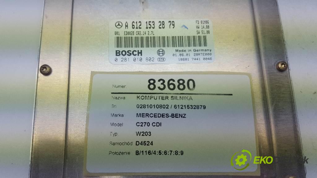 MERCEDES-BENZ C270 CDI W203 2001 125kw W203 2685 riadiaca jednotka Motor 0281010802 / 6121532879 (Riadiace jednotky)