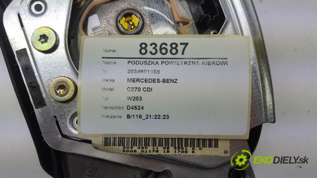 MERCEDES-BENZ C270 CDI W203 2001 125kw W203 2685 AirBag volantu airbag 2034601198