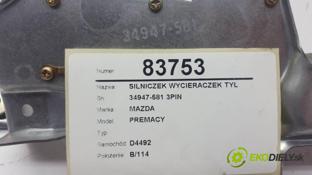 MAZDA PREMACY   2001 74kw   1840 motorek stěračů zadní část 34947-581 3PIN