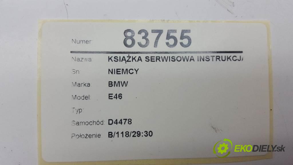 BMW E46  2002 85kW   1796 knížka SERVIS: NÁVOD: NIEMCY