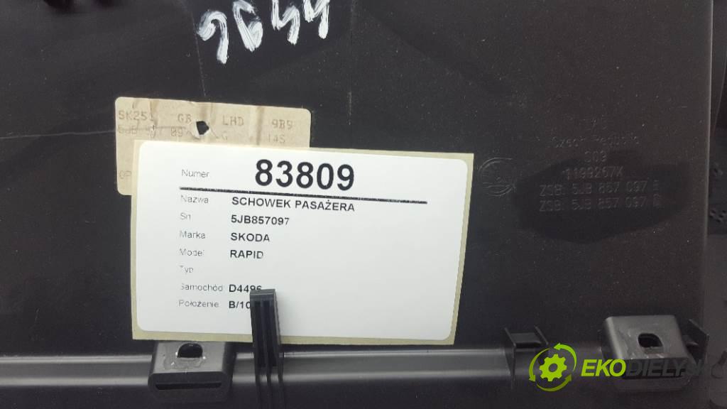 SKODA RAPID  2019 81kW    999 přihrádka kastlík spolujezdce 5JB857097 (Přihrádky, kastlíky)