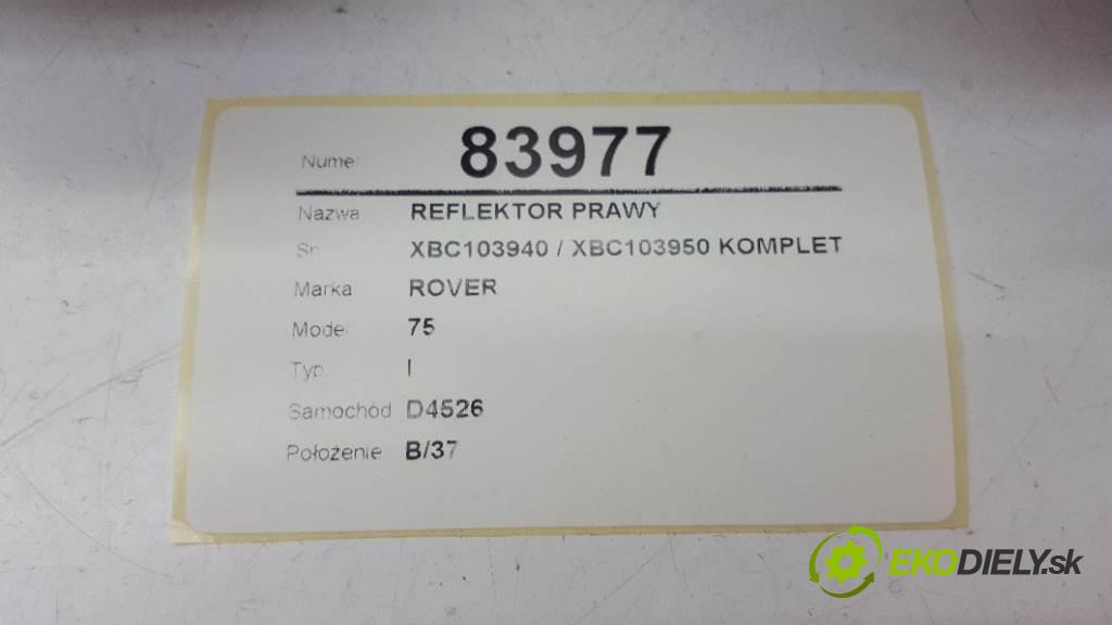 ROVER 75 I 2000 88kw I 1796 Svetlomet pravy XBC103940 / XBC103950 KOMPLET (Pravé)