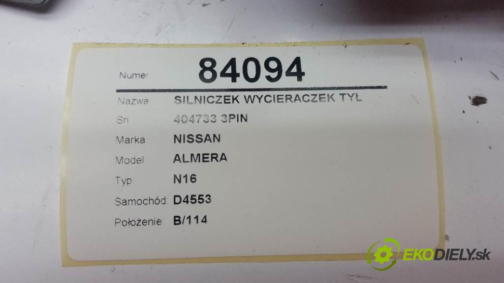 NISSAN ALMERA N16 2004 0 kW N16 1,5 motorek stěračů zadní část 404733 3PIN