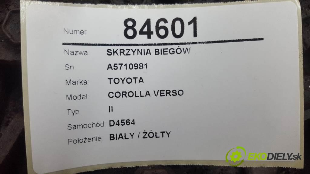 TOYOTA COROLLA VERSO II 2005 100kw II 2231 Prevodovka A5710981 (Prevodovky)