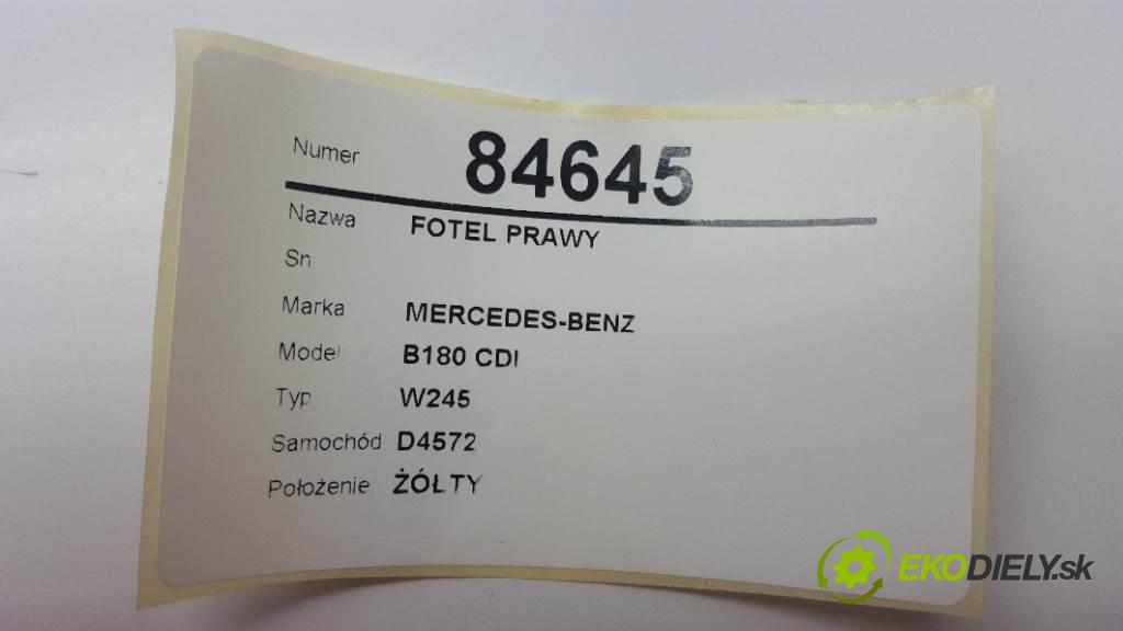 MERCEDES-BENZ B180 CDI W245 2005 80kw W245 1992 Sedadlo pravy  (Sedačky, sedadlá)