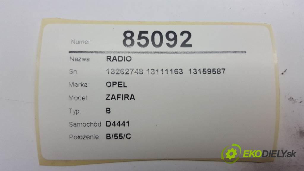 OPEL ZAFIRA B 2007 88kW B 1910 RADIO 13262748 13111163  13159587 (Audio zařízení)