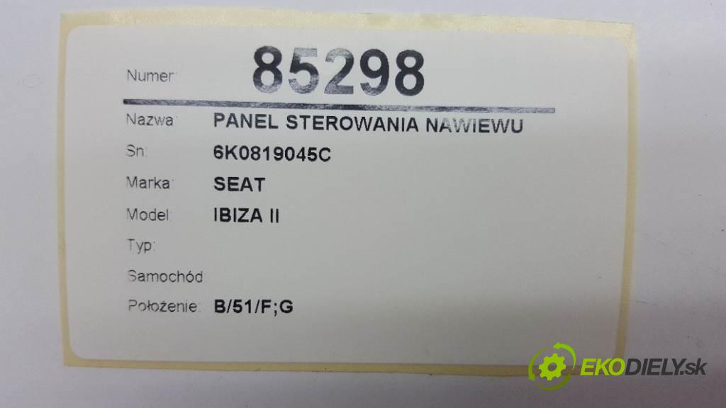 SEAT IBIZA II        Panel ovládania kúrenia 6K0819045C (Prepínače, spínače, tlačidlá a ovládače kúrenia)