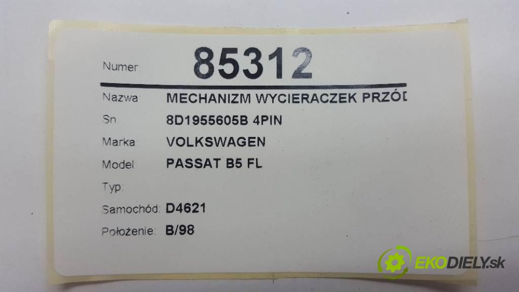VOLKSWAGEN PASSAT B5 FL  2004 74kW    1896 Mechanizmus stieračov predný 8D1955605B 4PIN (Motorčeky stieračov predné)