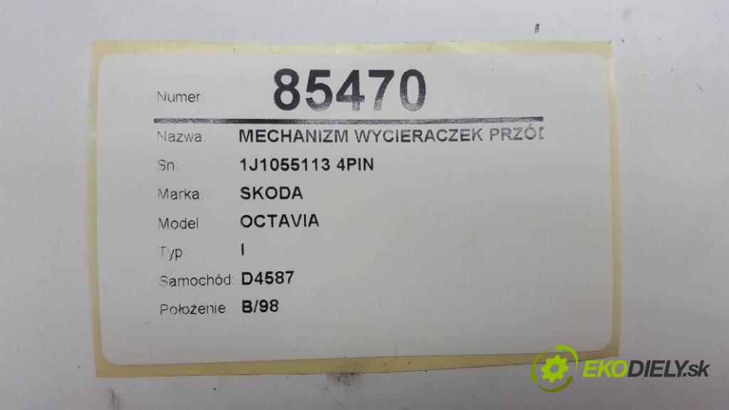 SKODA OCTAVIA I 2001 81kw I 1896 Mechanizmus stieračov predný 1J1055113 4PIN (Motorčeky stieračov predné)
