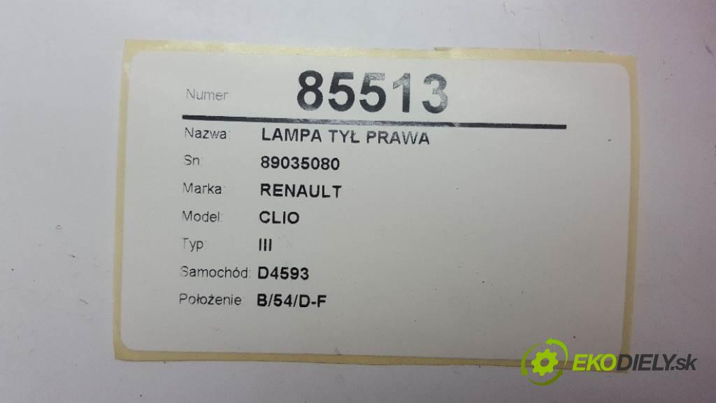 RENAULT CLIO III 2008 55kw III 1149 Svetlo zad pravá 89035080 (Ostatné)