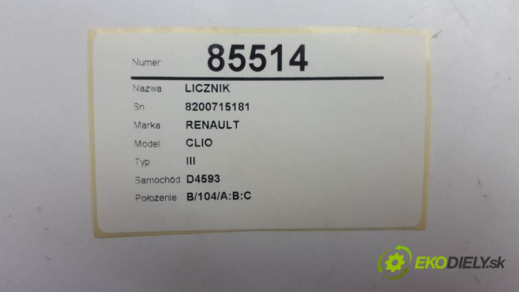 RENAULT CLIO III 2008 55kw III 1149 Prístrojovka 8200715181 (Prístrojové dosky, displeje)