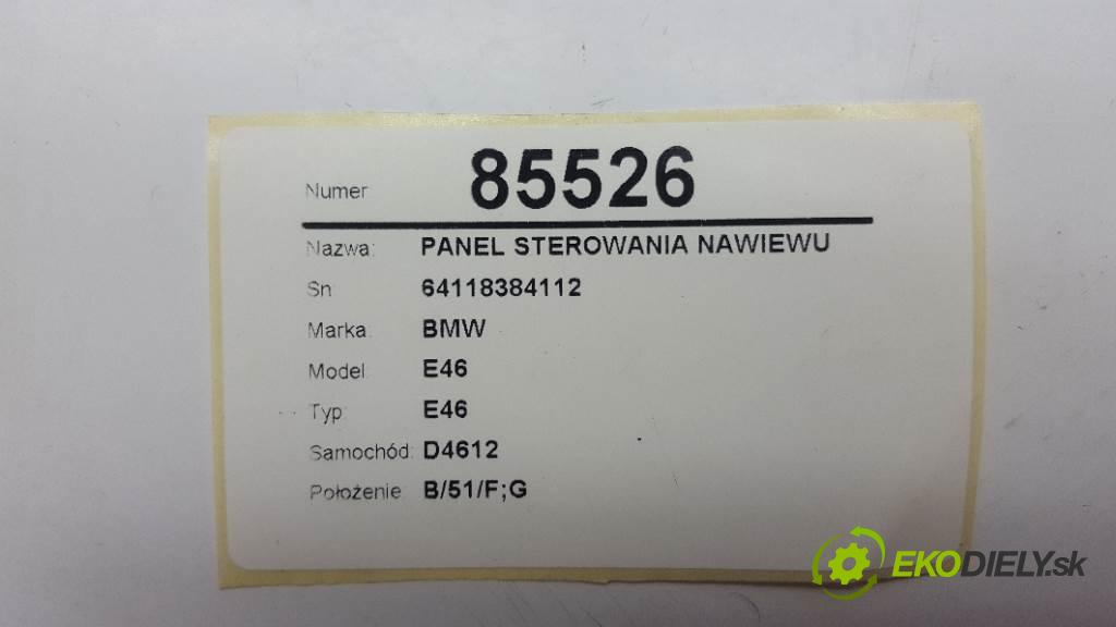 BMW E46 E46 1998 100kw E46 1950 Panel ovládania kúrenia 64118384112 (Prepínače, spínače, tlačidlá a ovládače kúrenia)