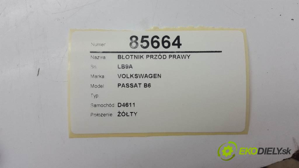 VOLKSWAGEN PASSAT B6  2008 77kW    1896 blatník přední část pravý LB9A