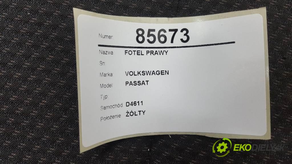 VOLKSWAGEN PASSAT  2008 77kW    1896 Sedadlo pravy  (Sedačky, sedadlá)