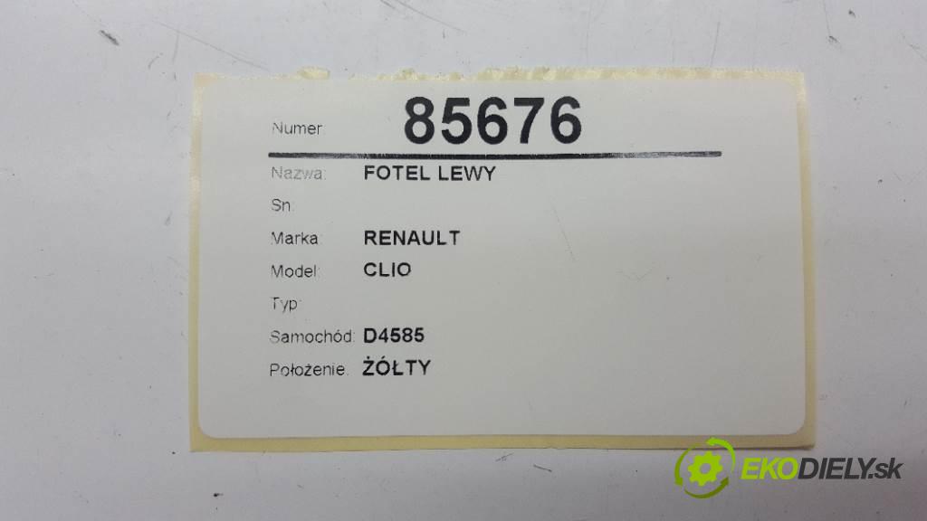 RENAULT CLIO  2005 72kW    1390 Sedadlo ľavy  (Sedačky, sedadlá)