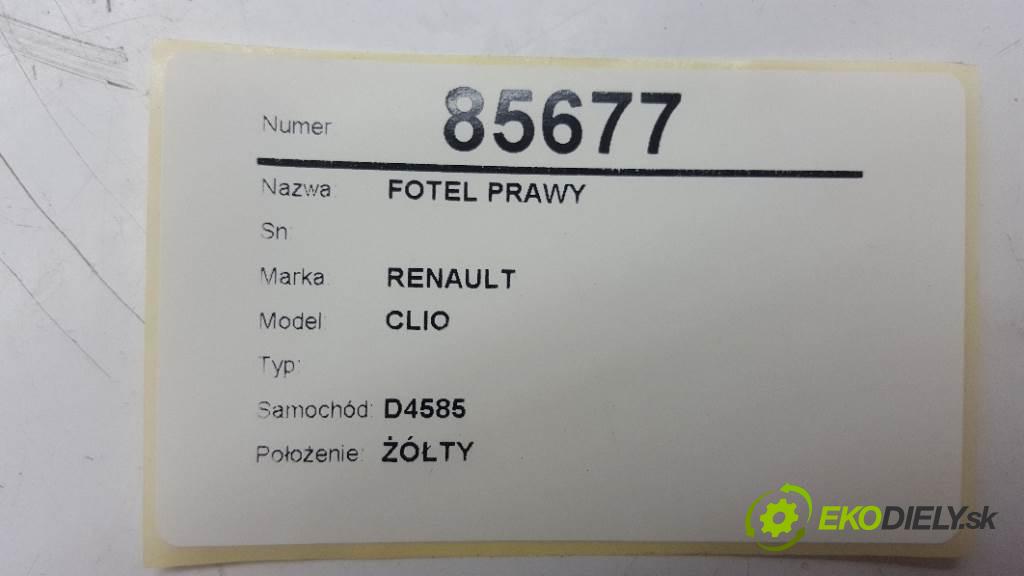 RENAULT CLIO  2005 72kW    1390 Sedadlo pravy  (Sedačky, sedadlá)