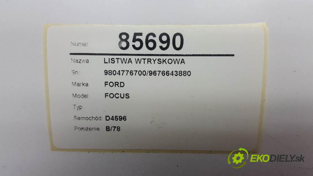 FORD FOCUS MK3 2016 70kW MK3 1499 Lišta vstrekovacia 9804776700/9676643880 (Vstrekovacie lišty)