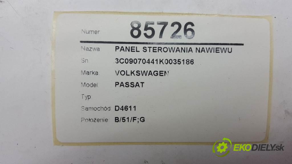VOLKSWAGEN PASSAT  2008 77kW    1896 Panel ovládania kúrenia 3C09070441K0035186 (Prepínače, spínače, tlačidlá a ovládače kúrenia)