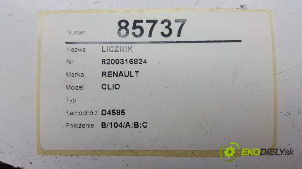 RENAULT CLIO  2005 72kW    1390 prístrojovka 8200316824 (Přístrojové desky, displeje)