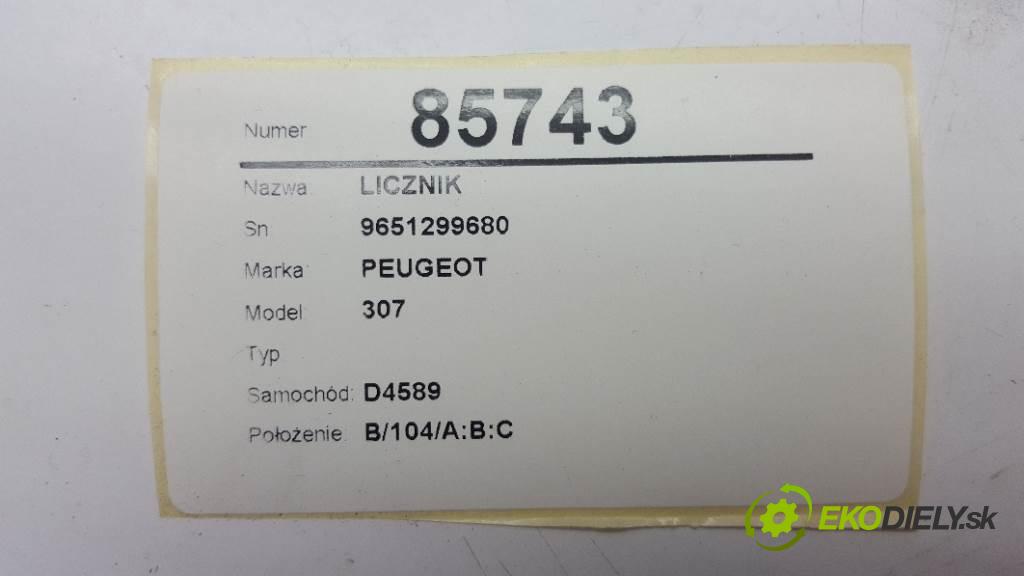PEUGEOT 307  2004 66kW    1997 Prístrojovka 9651299680 (Prístrojové dosky, displeje)