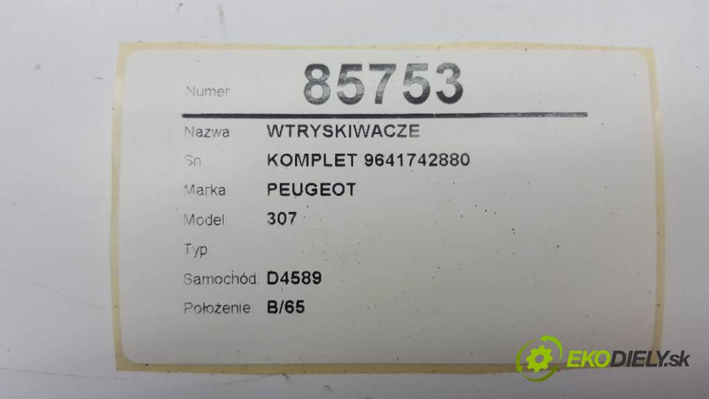 PEUGEOT 307  2004 66kW    1997 vstřikovací ventily KOMPLET 9641742880