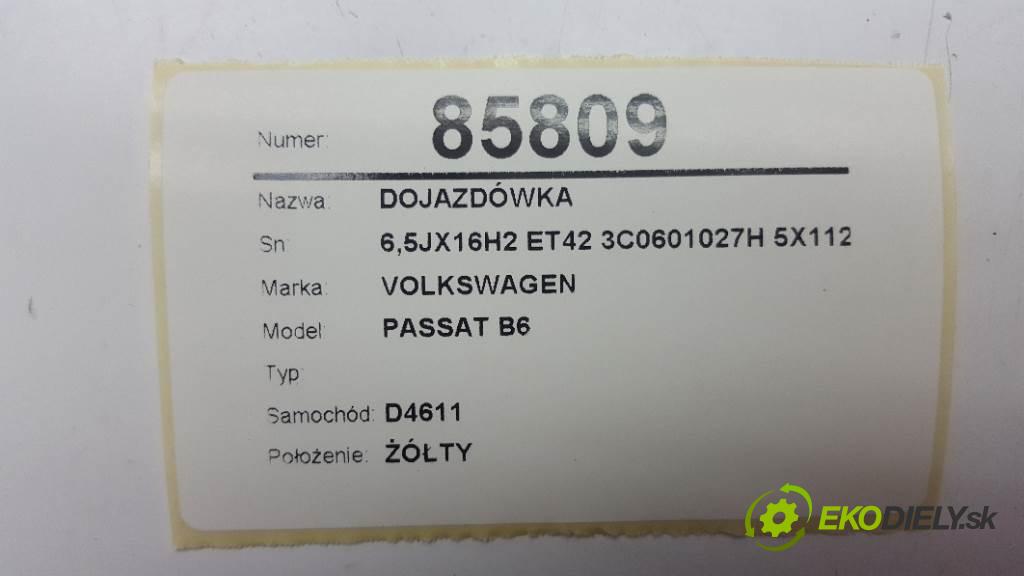 VOLKSWAGEN PASSAT B6  2008 77kW    1896 rezerva 6,5JX16H2 ET42 3C0601027H 5X112 205/55 16 (33307)  (Kola dojezdové)
