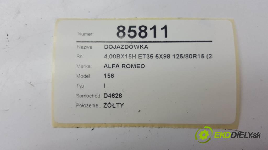 ALFA ROMEO 156 I 2001 106kw I 1747 Rezerva 4,00BX15H ET35 5X98 125/80R15 (2400) MICHELIN TEX (Kolesá dojazdové)