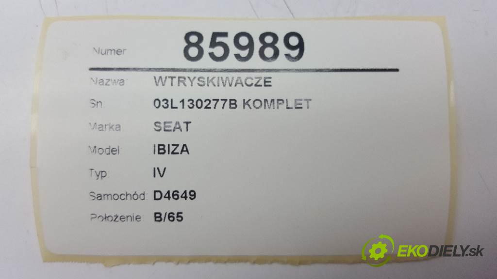 SEAT IBIZA IV 2012 66kw IV 1598 vstřikovací ventily 03L130277B KOMPLET