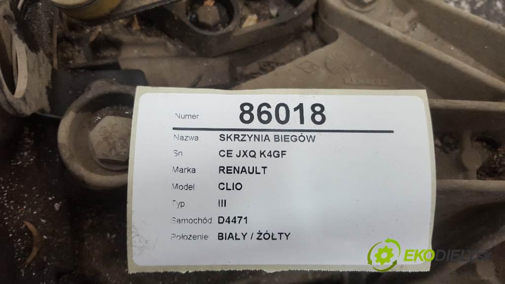 RENAULT CLIO III 2007 50kW III 1461 Prevodovka CE JXQ K4GF (Prevodovky)