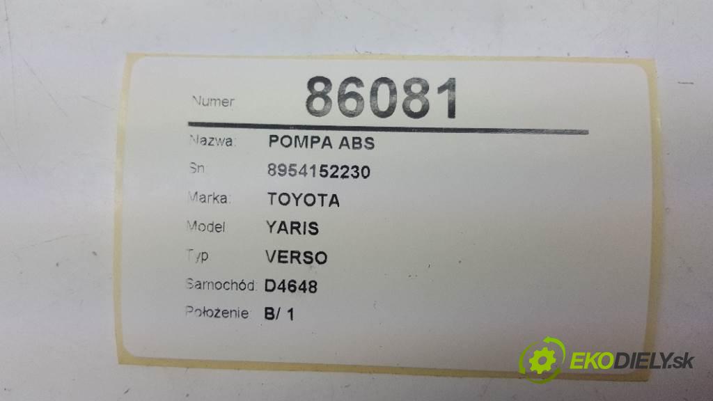 TOYOTA YARIS VERSO 2004 55kw VERSO 1364 Pumpa ABS 8954152230 (Pumpy ABS)