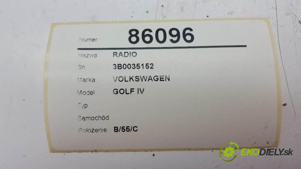 VOLKSWAGEN GOLF IV        RADIO 3B0035152 (Audio zařízení)
