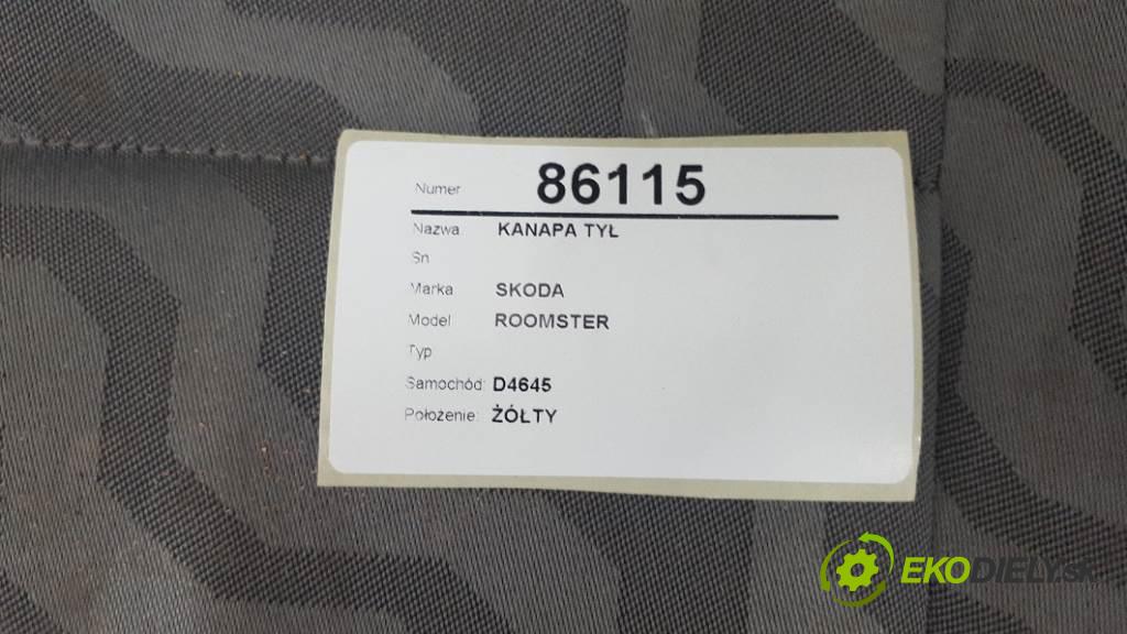 SKODA ROOMSTER  2008 77kW   1598 Sedadlo zad  (Sedačky, sedadlá)