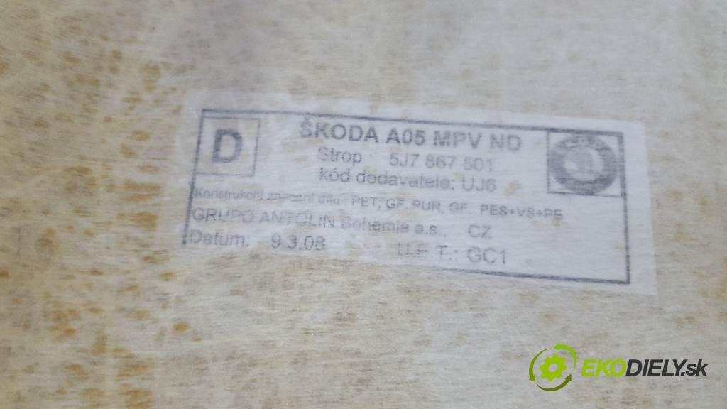 SKODA ROOMSTER  2008 77kW    1598 Stropný tapacír 5J7867501 (Stropné tapacíre)