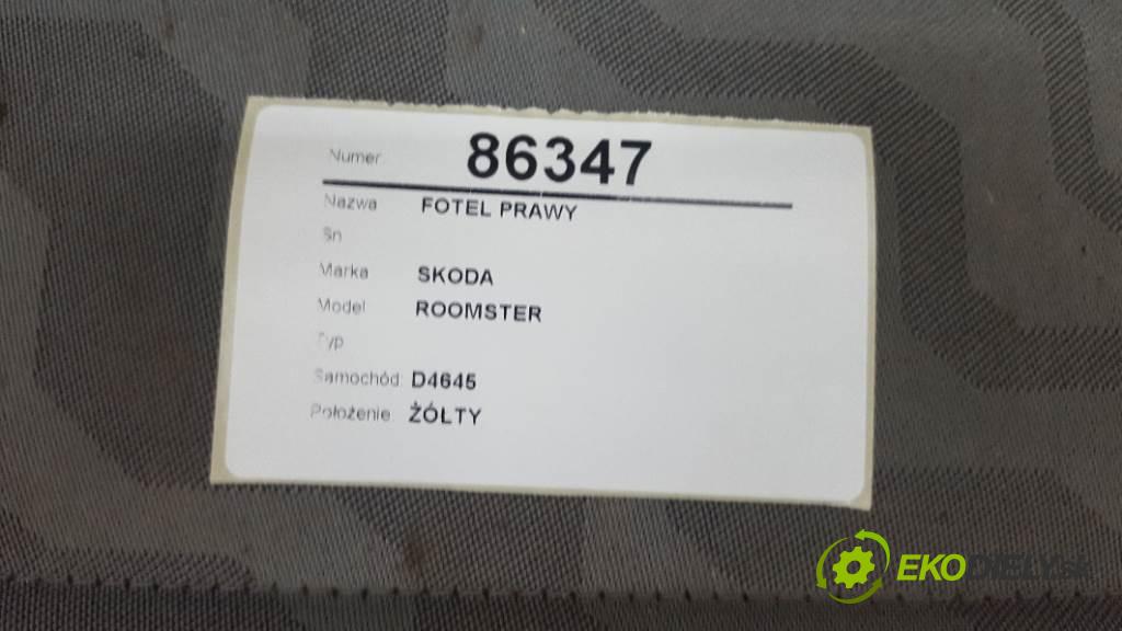 SKODA ROOMSTER  2008 77kW    1598 Sedadlo pravy  (Sedačky, sedadlá)