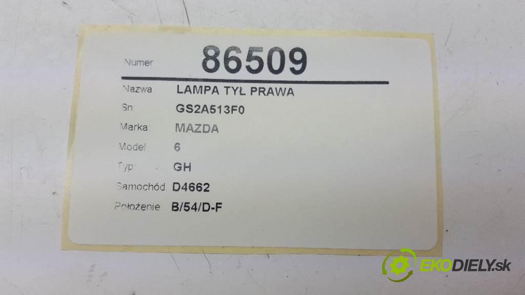 MAZDA 6 GH 2009 108kW GH 1999 Svetlo zad pravá GS2A513F0 (Ostatné)