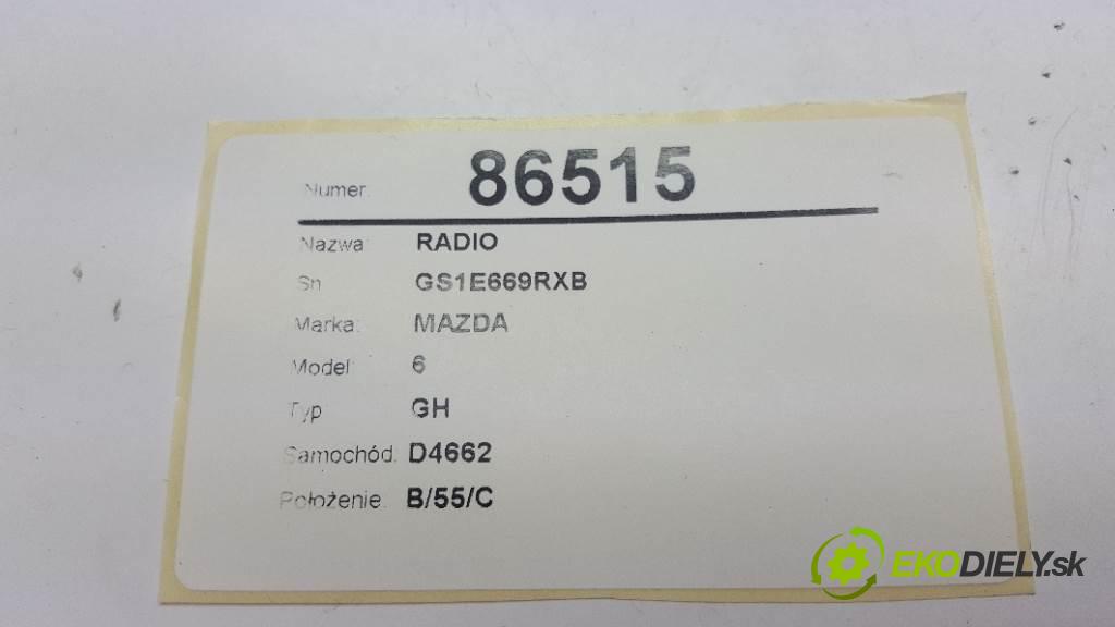 MAZDA 6 GH 2009 108kW GH 1999 RADIO GS1E669RXB (Audio zariadenia)