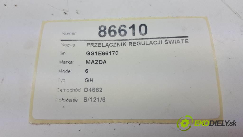 MAZDA 6 GH 2009 108kW GH 1999 Prepínač nastavenia svetiel GS1E66170 (Prepínače, spínače, tlačidlá a ovládače kúrenia)