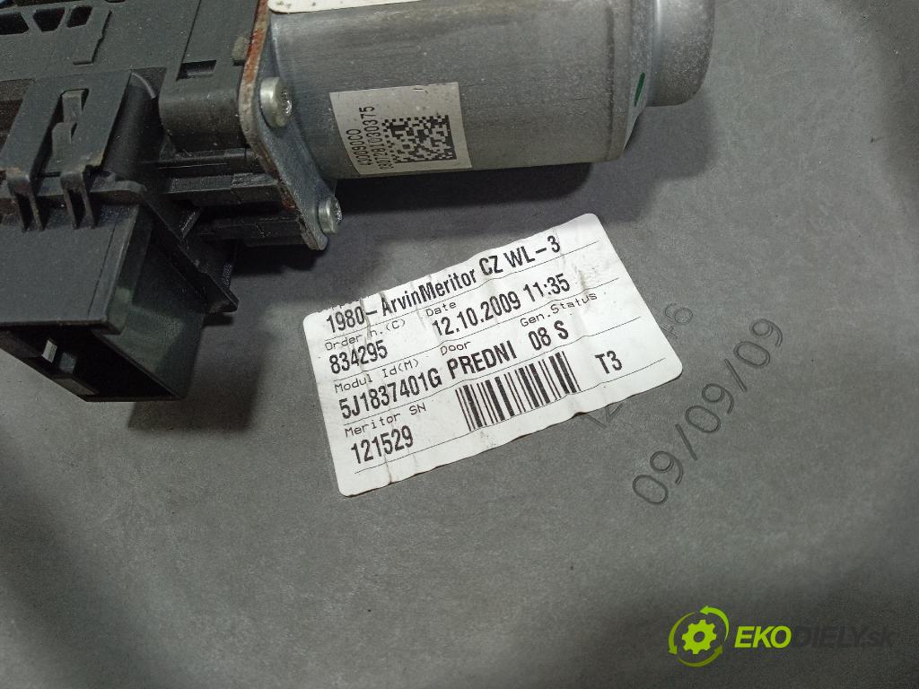 Skoda Fabia 2009 mechanizmus okna Okná: Predné Vľavo: 5J1837401G