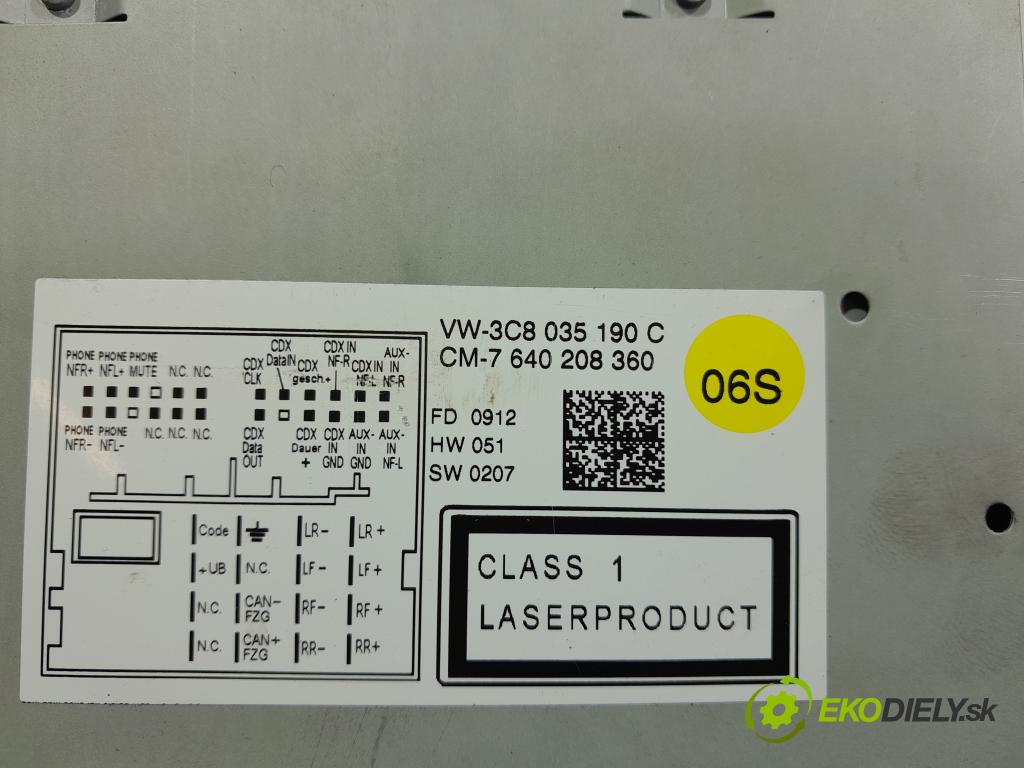 Vw Passat 2012 Radio I Navigace: 3C8035190C
