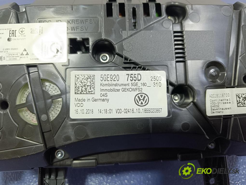 Vw Golf 2018 prístrojovka/ budíky 5GE920755D