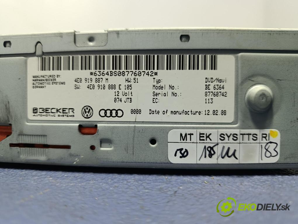 Audi A6 2008 Radio I Navigácia: 4E0919887M