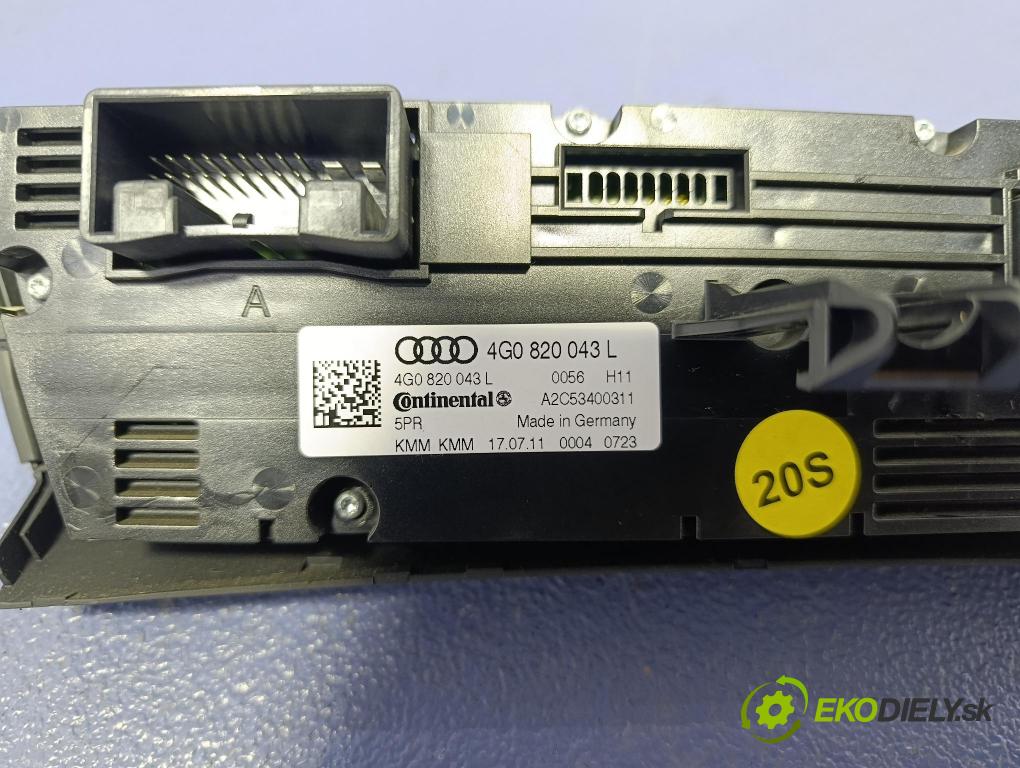Audi A7 2012 prepínač Klimatizácia: Prúd vzduchu: 4G0820043L