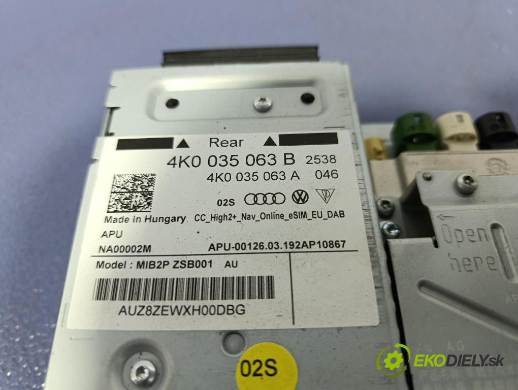 Audi A8 2019 Radio I Navigácia: 4k0035063B