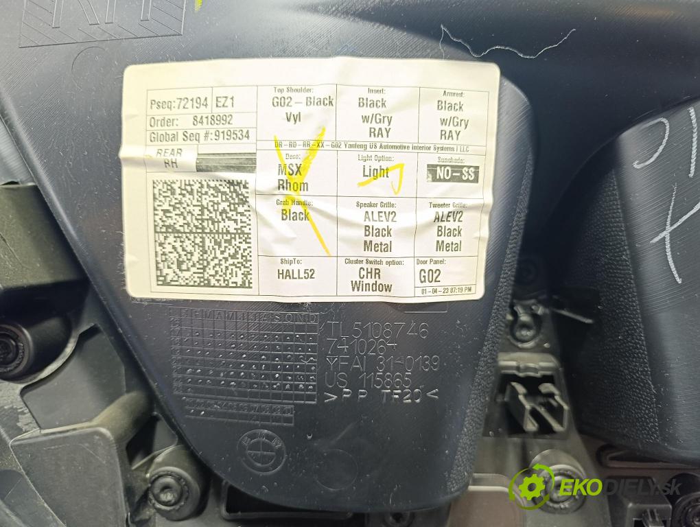 Bmw X4 2023 Čalounictví: dvere zad Prava: 7410264