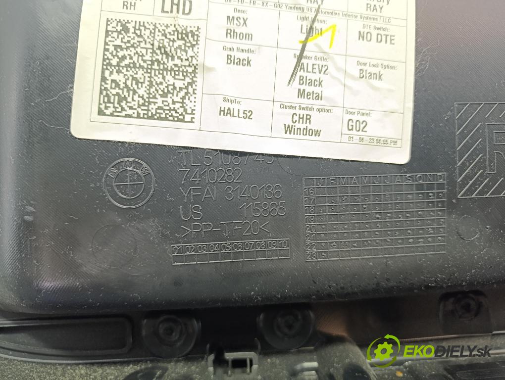 Bmw X4 2023 Čalounictví: dvere Predné Prava: 7410282