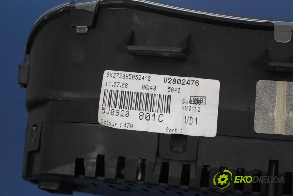 Skoda Fabia 2008 prístrojovka/ budíky 5J0920801C